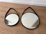 2x Ronde Spiegels met Band, Huis en Inrichting, Woonaccessoires | Spiegels, Ophalen, Minder dan 50 cm, Rond, Zo goed als nieuw