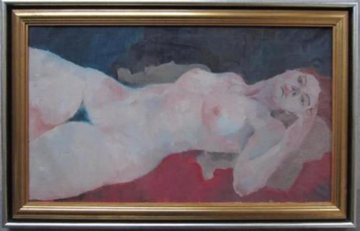 =GESIGNEERD en GEDATEERD 1969==liggend naakt=, Antiek en Kunst, Kunst | Schilderijen | Klassiek, Ophalen
