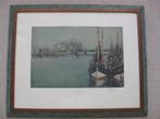 Jean Brunet, "Havengezicht te St. Malo". Mooie aquarel., Antiek en Kunst, Ophalen