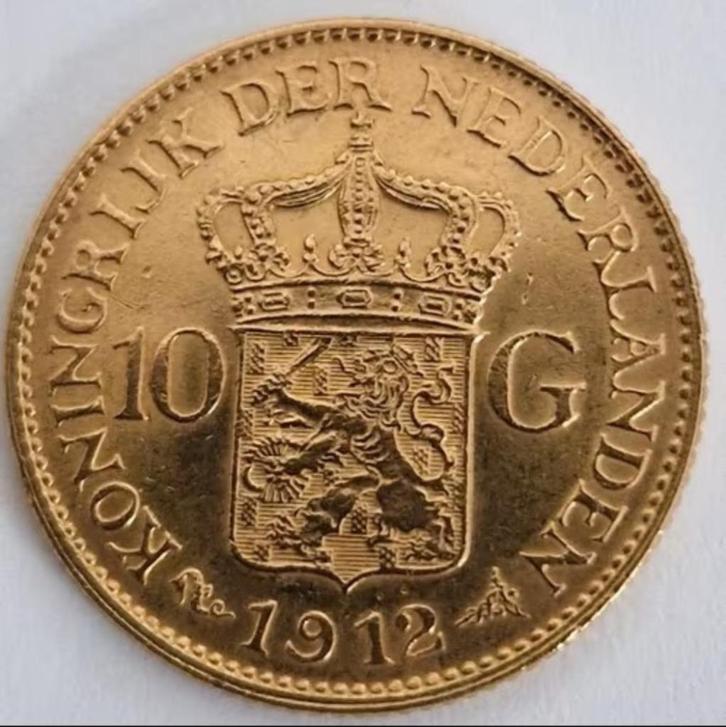 Nederland 1912 - gouden 10 gulden  - Wilhelmina, Postzegels en Munten, Munten | Nederland, Losse munt, 10 gulden, Koningin Wilhelmina