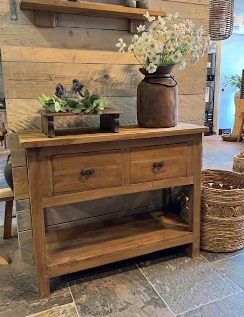 Deze teakhouten sidetable met grote lades, Huis en Inrichting, Kasten | Ladekasten, Nieuw, 25 tot 50 cm, Teakhout, Ophalen
