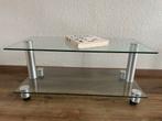 Hoogwaardig glazen TV-meubel op wieltjes – aluminium, Minder dan 50 cm, Rechthoekig, 50 tot 100 cm, Ophalen of Verzenden