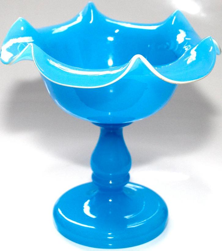 Schitterende Antieke Blauw Opaline Glas Bokaal Vaas, Antiek en Kunst, Antiek | Glas en Kristal, Verzenden