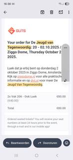 2 kaartjes voor de jeugd van tegenwoordig 2 oktober 2025, Tickets en Kaartjes, Twee personen, Overige soorten, Overige typen