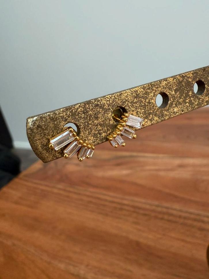 Franky Amsterdam studs met baquette steentjes evt set, Sieraden, Tassen en Uiterlijk, Oorbellen, Zo goed als nieuw, Overige materialen