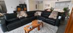 Hoekbank leer zwart elektrisch, Huis en Inrichting, Gebruikt, Hoekbank, 300 cm of meer, Ophalen of Verzenden
