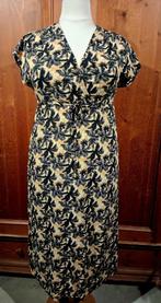 jurk palmbomen zwart beige mt 44 Linea Loresi, Kleding | Dames, Jurken, Zwart, Maat 42/44 (L), Ophalen of Verzenden, Zo goed als nieuw