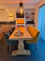 Eiken kloostertafel boomstamtafel, Huis en Inrichting, Ophalen, Eikenhout, 200 cm of meer, 50 tot 100 cm