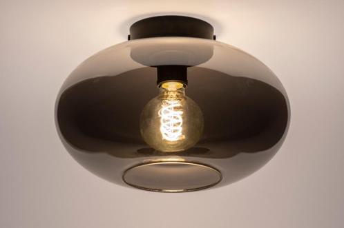 Plafondlamp rookglas of groen amber glas keuken bed hal lamp, Huis en Inrichting, Lampen | Hanglampen, Nieuw, Minder dan 50 cm