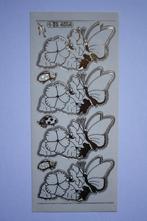 14 st. Vlinders goudkleur borduurstickers creme 8464, Hobby en Vrije tijd, Kaarten | Zelf maken, Verzenden, Nieuw, Dieren, Overige typen