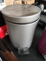Grijze Prullenbak met Pedaal, Gebruikt, Met pedaal, Ophalen of Verzenden, Minder dan 10 liter