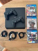 PS4 Slim 500GB + 2 Controllers + Games, Spelcomputers en Games, Spelcomputers | Sony PlayStation 4, Met 2 controllers, Ophalen of Verzenden
