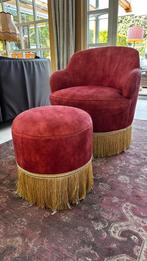 Velours Fauteuil met Poef merk Bold Monkey, Ophalen, Gebruikt, Rond, Stof