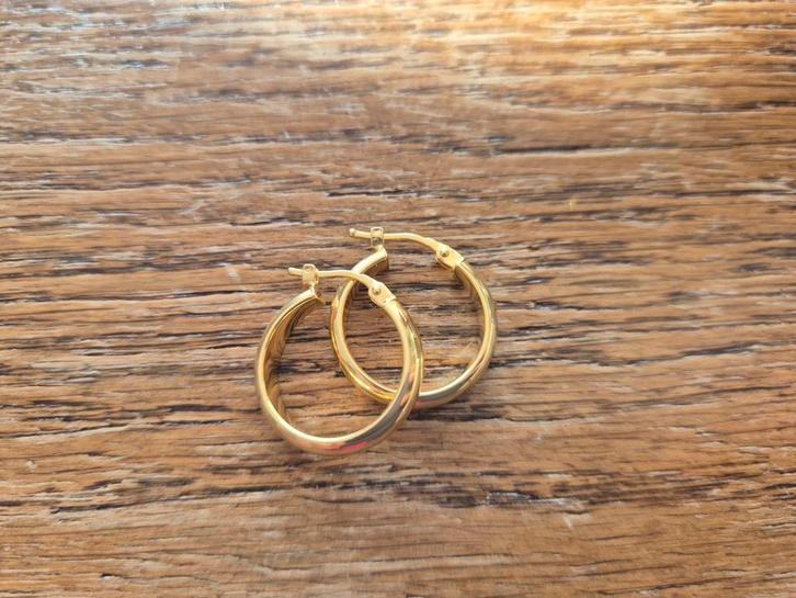 Gouden creolen oorbellen, 18 karaat - nieuw, Sieraden, Tassen en Uiterlijk, Oorbellen, Nieuw, Goud, Goud, Ophalen of Verzenden