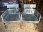 2 Leren Stoelen, Ophalen, Gebruikt, Grijs, Twee
