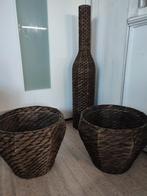 Gevlochten hyacint plantenmand 30x35 cm en vaas 90 cm, Ophalen of Verzenden, Zo goed als nieuw, Rechthoekig, Riet
