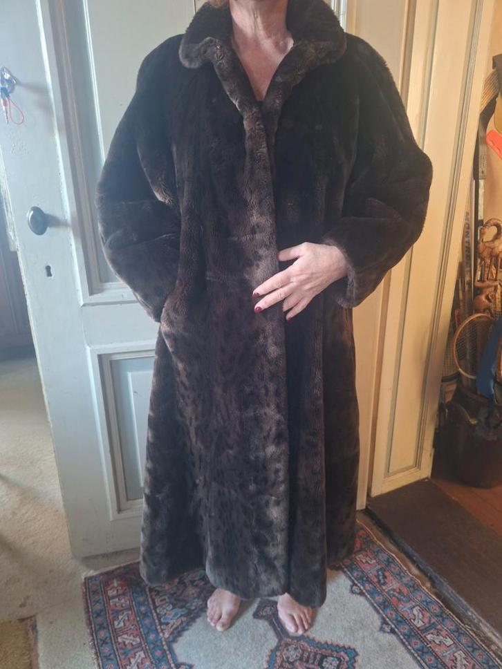 Vintage Bruine Bontjas - Maat L, Kleding | Dames, Jassen | Winter, Gedragen, Maat 42/44 (L), Bruin, Ophalen of Verzenden