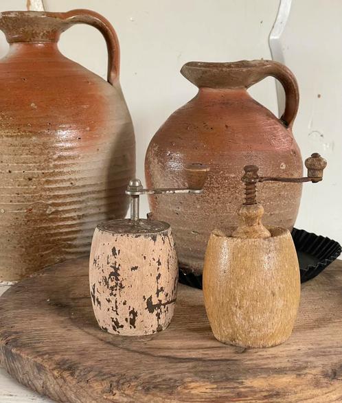 Brocante oude houten pepermolentjes / pepermolentje, Antiek en Kunst, Curiosa en Brocante, Ophalen of Verzenden