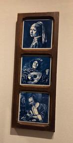 Delfts blauwe tegels in houten frame, Antiek en Kunst, Ophalen of Verzenden