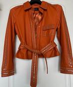 IBANA leren jasje met studs en centuur, maat 36/38, nieuw, Nieuw, Oranje, Ophalen of Verzenden, Maat 36 (S)