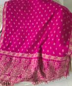 ZACHT 100% wollen plaid fuchsia roze beige Yak wol shawl, Verzenden, Nieuw