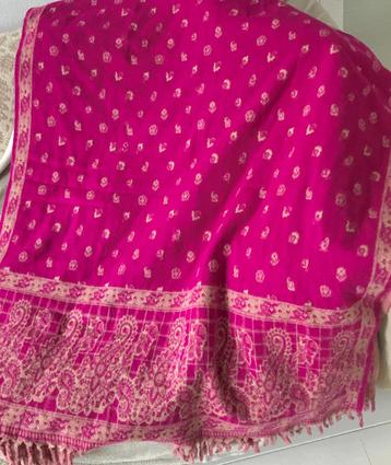 ZACHT 100% wollen plaid fuchsia roze beige Yak wol shawl beschikbaar voor biedingen