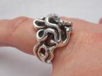 Prachtige zilveren massieve modernist ring maat 19 nr.847, Verzenden, 19 tot 20, Zo goed als nieuw, Dame