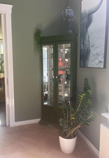  Stralende groene hoekkast met glazen planken & verlichting  beschikbaar voor biedingen