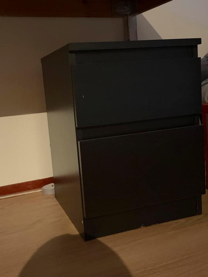 IKEA Malm nachtkastje - zwart, Huis en Inrichting, Kasten | Kledingkasten, Gebruikt, Minder dan 100 cm, Minder dan 50 cm, 25 tot 50 cm
