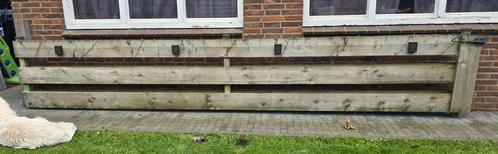 Hek van Steigerplanken geïmpregneerd 5 meter, Tuin en Terras, Tuinhekken en Hekwerk, Zo goed als nieuw, Tuinhek, Hout, Ophalen