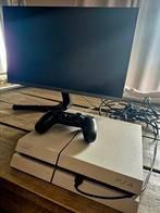 Playstation 4 + 24 inch monitor + controller, Ophalen, Zo goed als nieuw, Met 1 controller, Original
