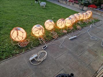 12 Brocante bollen tuinverlichting lig of hang met 7m kabel. beschikbaar voor biedingen
