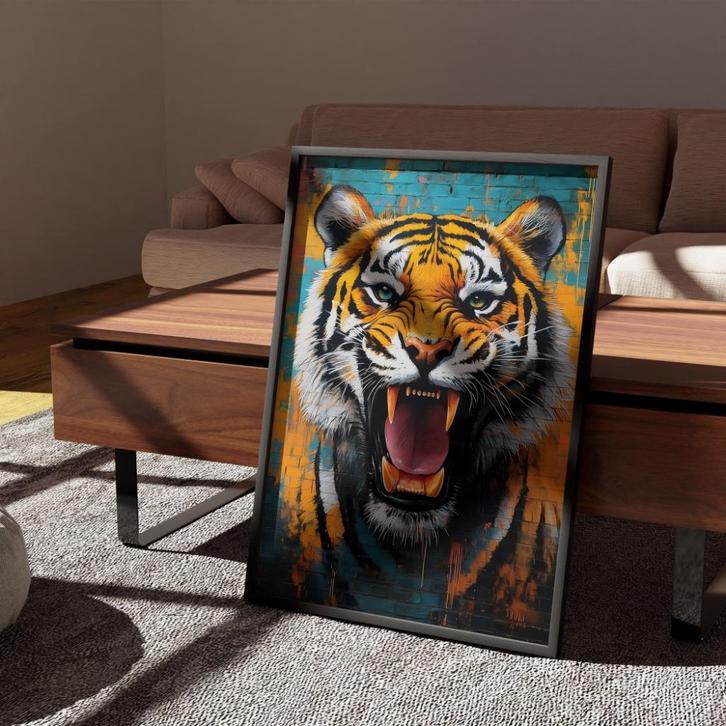 XXL Glasschilderij | Graffiti Roar - 6 sizes, Antiek en Kunst, Kunst | Schilderijen | Modern, Verzenden