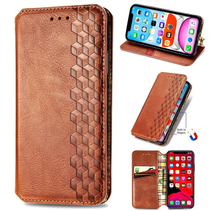 Luxe PU Lederen Wallet Case Set voor OPPO A15 / A15s _ Bruin, Telecommunicatie, Mobiele telefoons | Hoesjes en Frontjes | Overige merken
