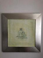 Schilderij van een naakt op de rug gezien. 69 * 69 cm., Ophalen of Verzenden, Zo goed als nieuw, Schilderij, 50 tot 75 cm