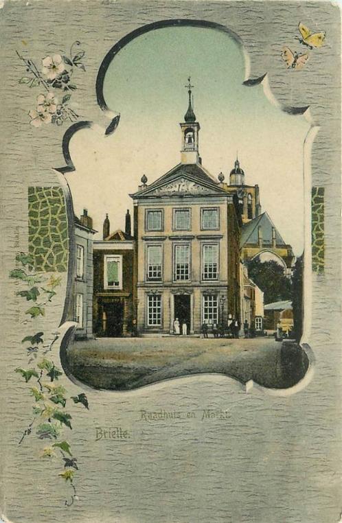 (304-059-029) Brielle Raadhuis en Markt, Verzamelen, Ansichtkaarten | Nederland, Zuid-Holland, Verzenden