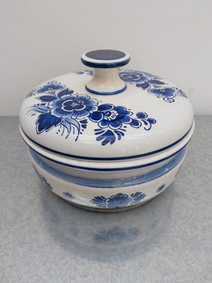 Mooie Delfts blauwe porseleinen dekselschaal, Antiek en Kunst, Antiek | Porselein, Ophalen of Verzenden