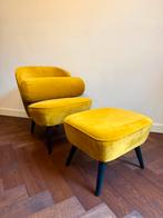 Woood Sara fauteuil + hocker + rolkussen, Huis en Inrichting, Fauteuils, Ophalen, Zo goed als nieuw, Minder dan 75 cm, 50 tot 75 cm