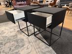 Nachtkastjes Zwart/Metaal 2x €139,- Direct/leverbaar E-7126, Ophalen, Metaal of Aluminium, Nieuw, 55 tot 70 cm