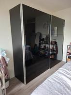 Zwarte Glanzende Kledingkast met Spiegeldeuren, Ophalen, Gebruikt, 200 cm of meer, 150 tot 200 cm