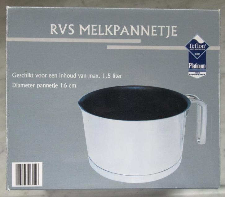 RVS melkpannetje, Huis en Inrichting, Keuken | Potten en Pannen, Nieuw, Kookpan of Snelkookpan, Rvs, Inductieplaat, Keramische plaat