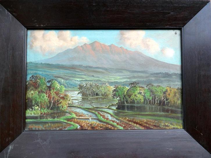 2 schilderijen Java, Soewardja (Geb. 1900), Antiek en Kunst, Kunst | Schilderijen | Klassiek, Ophalen of Verzenden