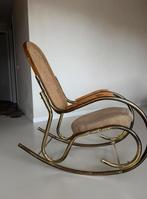 Schommelstoel in messing en met rotan, Huis en Inrichting, Fauteuils, Ophalen, Zo goed als nieuw, 75 tot 100 cm, 50 tot 75 cm