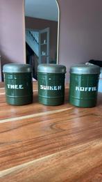 Vintage koffie thee suiker bussen groen, Antiek en Kunst, Antiek | Emaille, Ophalen