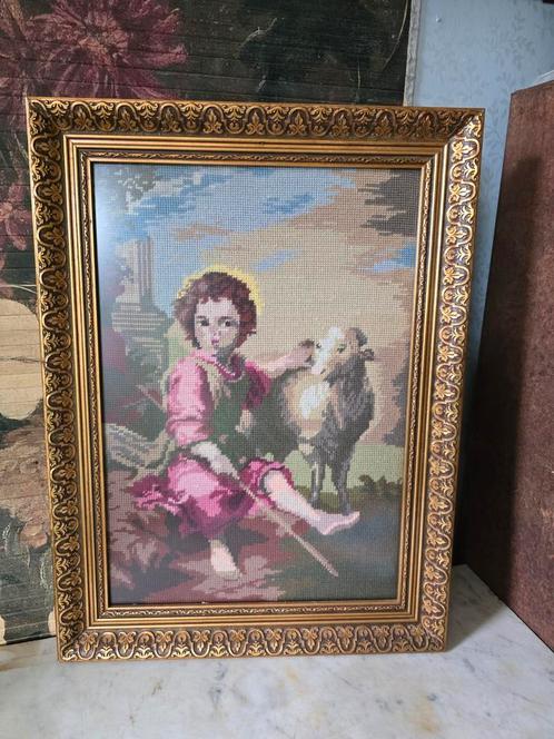 Houten barok lijst jongen met lam, Antiek en Kunst, Kunst | Schilderijen | Klassiek, Ophalen of Verzenden