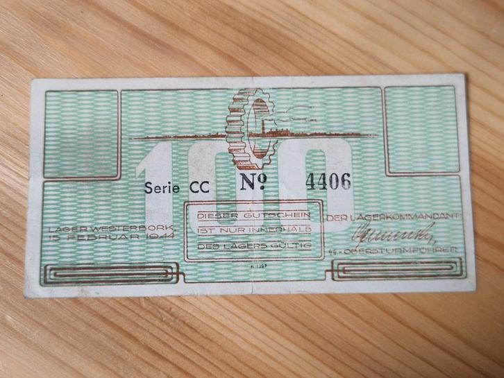 Origineel kampgeld van Concentratiekamp Westerbork., Verzamelen, Militaria | Tweede Wereldoorlog, Overige soorten, Ophalen of Verzenden