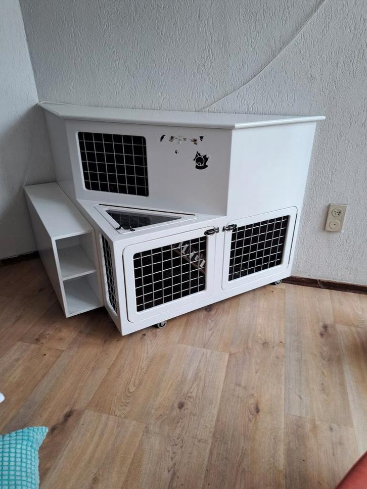 Prachtig konijnenhok voor in huis, Dieren en Toebehoren, Knaagdieren en Konijnen | Hokken en Kooien, Gebruikt, Hok, 90 cm of meer