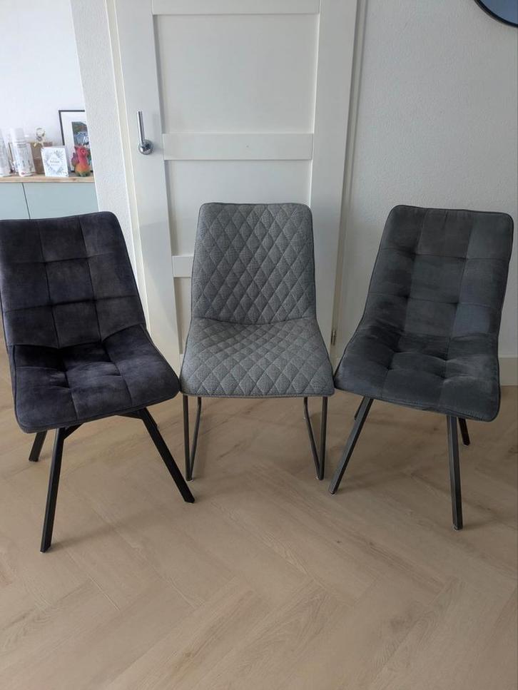 6 eetkamerstoelen, Huis en Inrichting, Stoelen, Zo goed als nieuw, Vijf, Zes of meer stoelen, Stof, Grijs, Ophalen