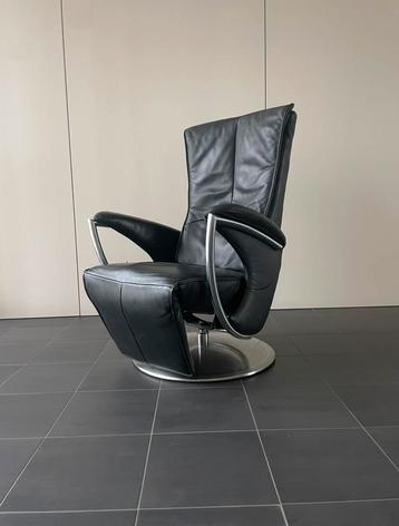 Zwarte draaibare leren relax fauteuil / relax stoel kennedy beschikbaar voor biedingen