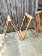5 houten Schragen tafelhoogte., Huis en Inrichting, Tafels | Eettafels, Ophalen, Minder dan 50 cm, 50 tot 100 cm, Zo goed als nieuw